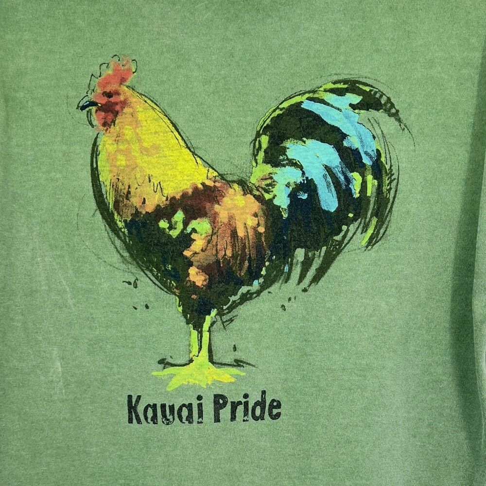 Crazy Shirts Shirt Mens M Green Kauai Pride Rooster Graphic Tee Ti Leaf Dyed